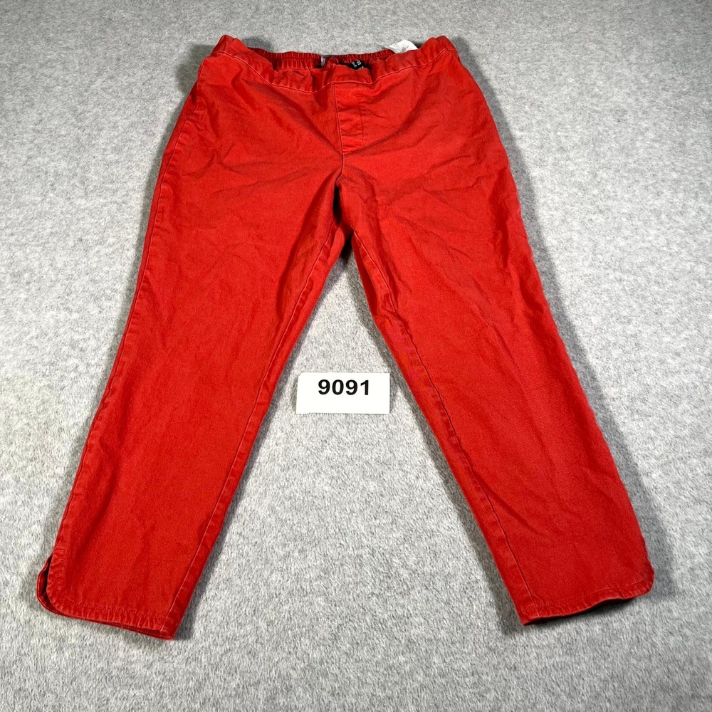 Isaac Mizrahi Live! Crop Pants Womens‎ 12P Red Cotton Stretch Flat Front Casual